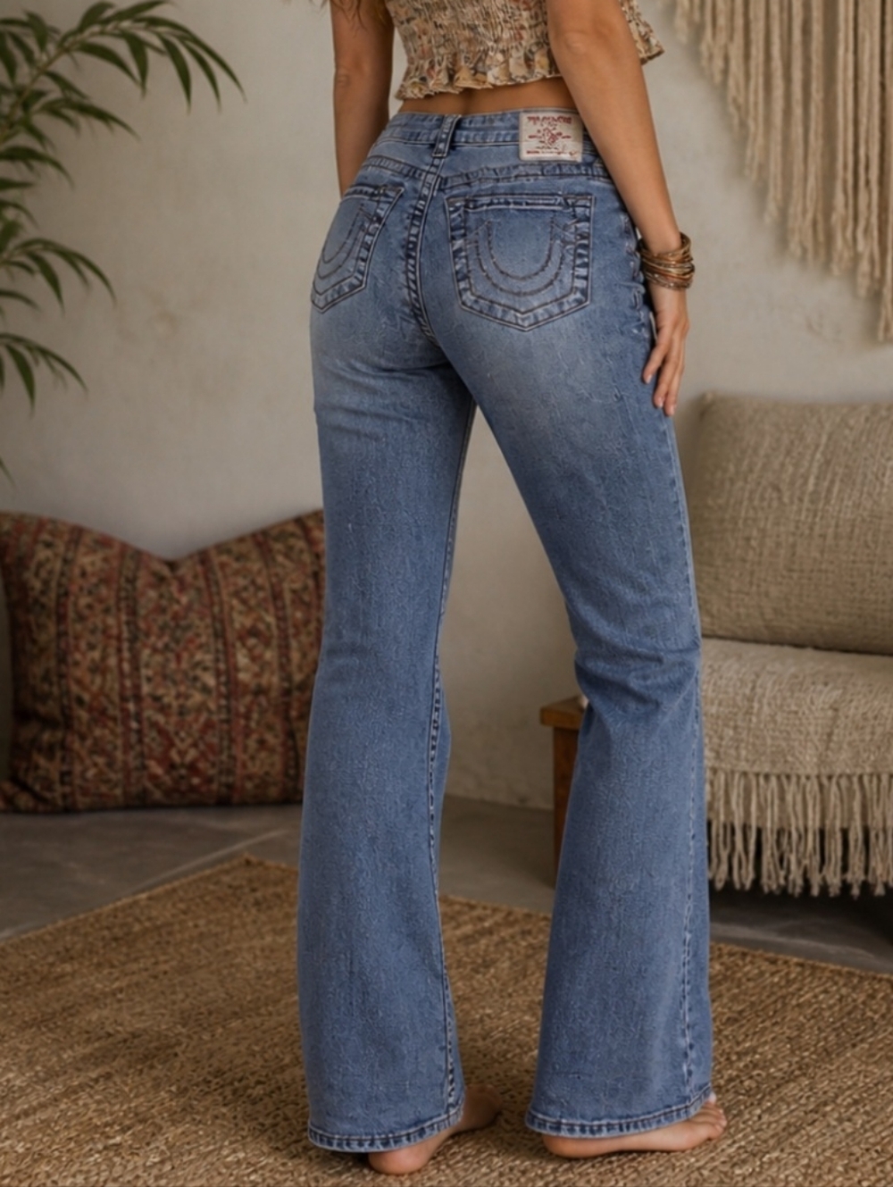 True Religion 'BECCA' Jeans Women's Sz 30 Light Wash Bootcut, Western, Rodeo